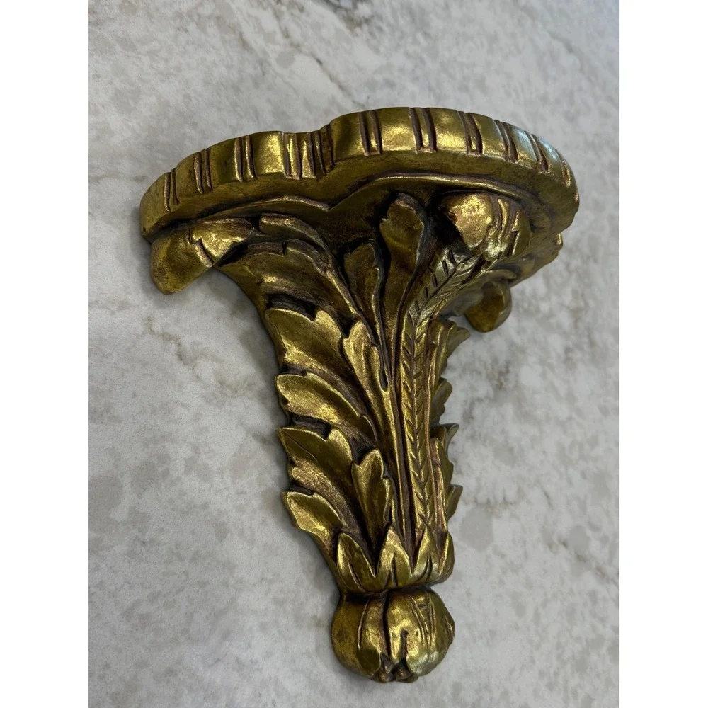 Vintage Gold Acanthus Leaf Wall Corbel Shelf Ornate Architectural Bracket